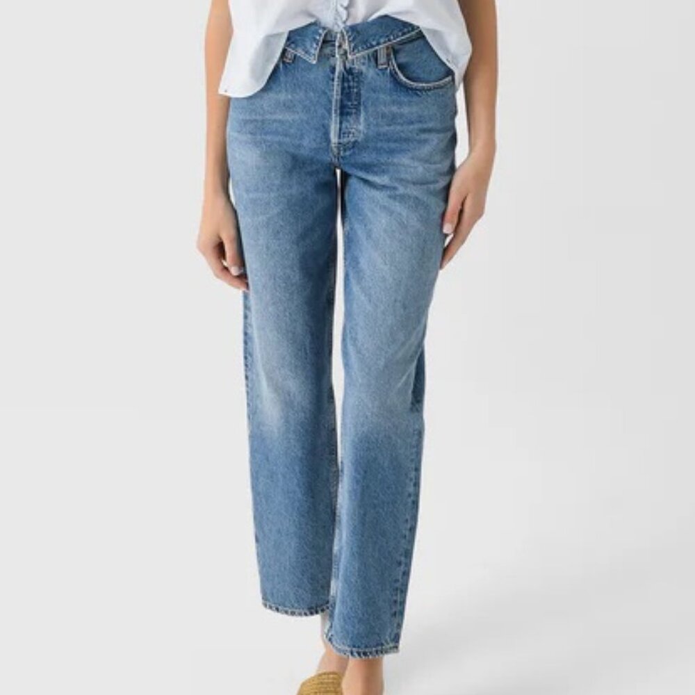 NEW Agolde Echo Taper Flip Waistband Jeans in Shrine Medium Blue Wash